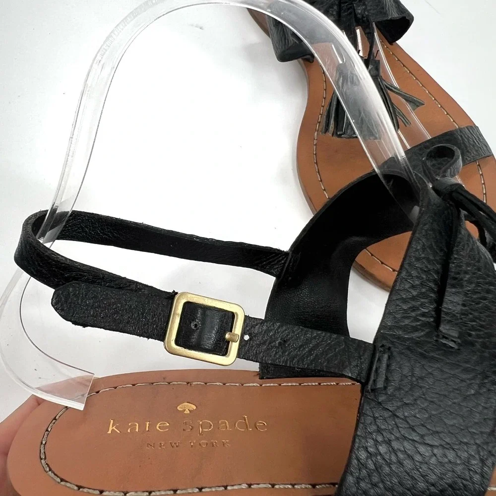 KATE SPADE Carlita Black Flat Sandals 8